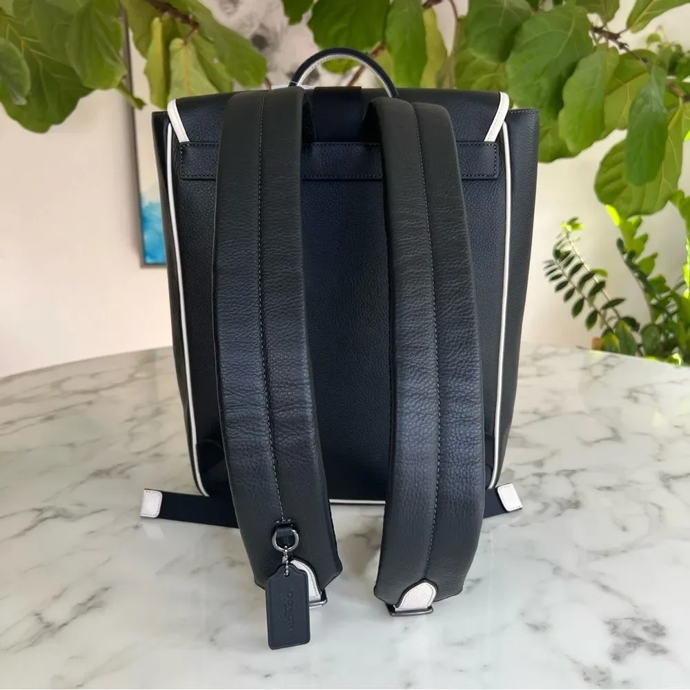 NWT Coach Blaine Backpack CP055 GUNMETAL BLACK CHALK WHITE Leather